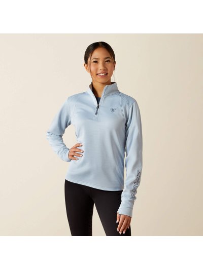 Sudadera polar azul celeste con media cremallera y el logotipo en manga izquierda para junior Team EQ - Ariat