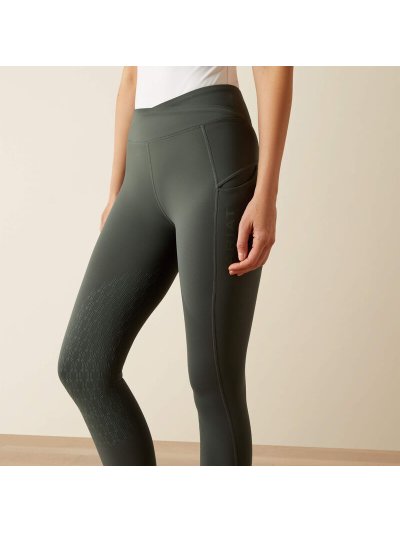 Green-gray winter leggings (knee grip) with side pockets for women Avail 2.0 - Ariat