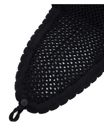 Orejeras de crochet negras con orejas elásticas y agarre para la muserola para caballo (full) - Equiline - imagen 2