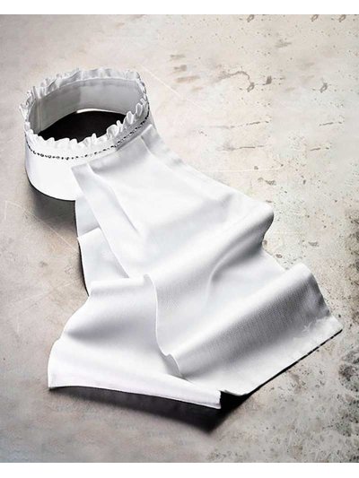Women’s white cotton stock tie with pleated collar and crystals – Freestyle - Equiline