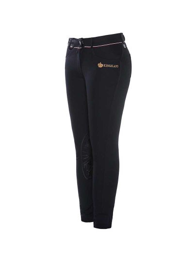 Navy blue breeches with burgundy piping (knee grip) junior unisex – Kaila model - Kingsland