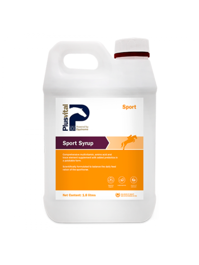 Suplemento vitamínico Sport Syrup para caballo de deporte, con vitamina B (B3 y B12) y selenio - Plusvital