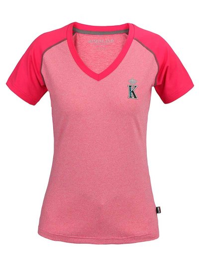Camiseta de entrenamiento de manga corta con cuello de pico rosa para mujer Monterosso - Kingsland