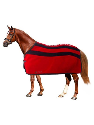 Manta polar de secado con cinchuelo azul marino y roja para caballo Brianna - Equiline