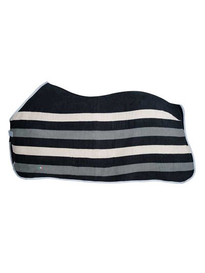 Manta polar de secado con cinchuelo azul marino, blanco y gris para caballo Steven - Equiline