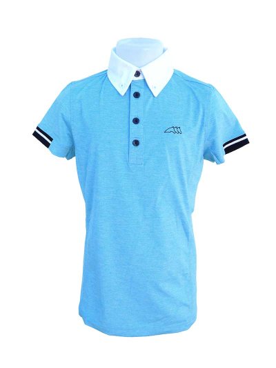 Polo de competición de manga corta azul claro para niño Vanny - Equiline