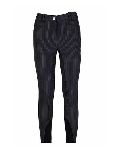 Pantalons d'hiver gris foncé avec rayure diplomática (grip à fond intégral) pour femme Kelly - Equiline