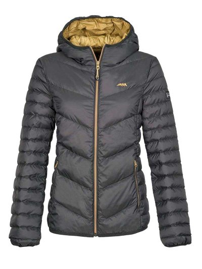 Women’s dark green down jacket with hood – Maudy - Equiline