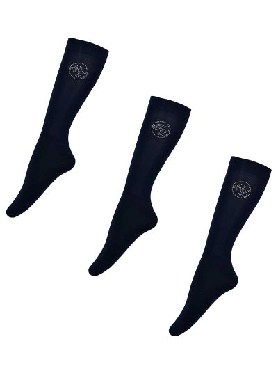 Pack de 3 pares de calcetines finos de competición azul marino con brillantes Needley - Kingsland