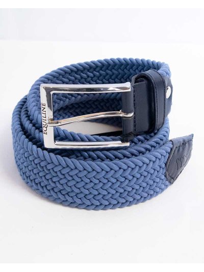 Cinturón azul trenzado y elástico con acabado en cuero azul marino - Equiline