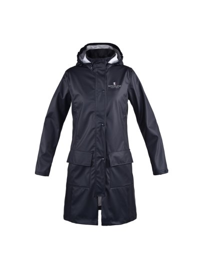 Coupe-vent long bleu marine avec capuche unisexe Rochelle - Kingsland