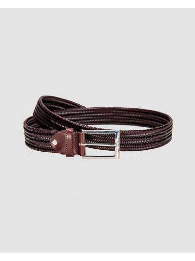 Dark Brown Braided Leather Elastic Belt – Logan - Equiline