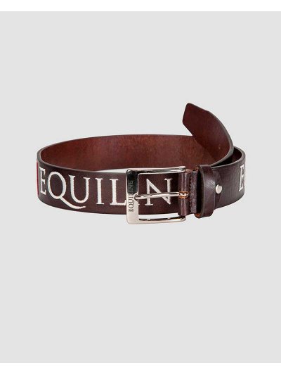 Dark Brown Leather Belt with Embroidered Logo and Italian Flag – Ralph - Equiline