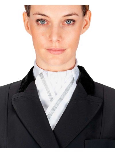 White stock tie with a shiny silver band and sparkling details - Equiline
