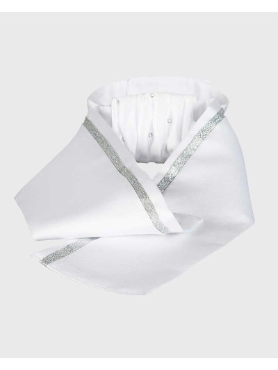 White stock tie with a shiny silver band and sparkling details - Equiline - imagen 2