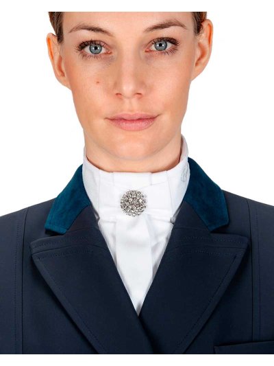 White stock tie with sparkling brooch - Equiline