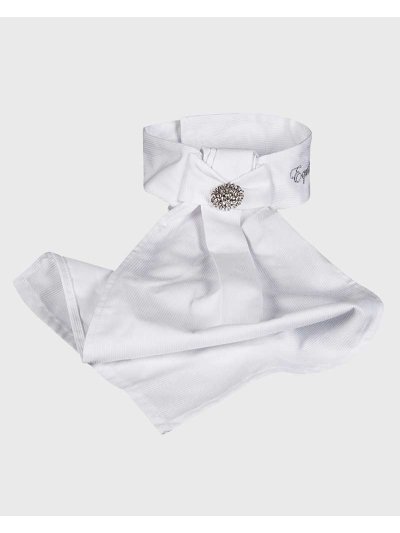 White stock tie with sparkling brooch - Equiline - imagen 2