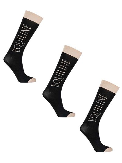 Pack de 3 pares de calcetines finos de competición negros y beige - Equiline