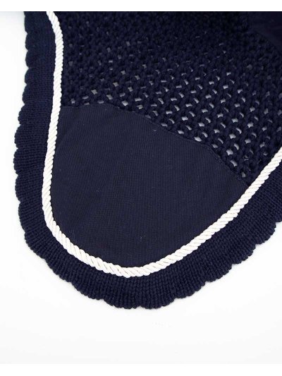 Orejeras de crochet azul marino con orejas elásticas y cordón blanco para caballo (full) Roma - Equiline - imagen 2