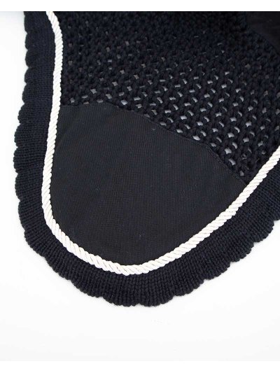 Orejeras de crochet negro con orejas elásticas y cordón blanco para caballo (full) Roma - Equiline - imagen 2