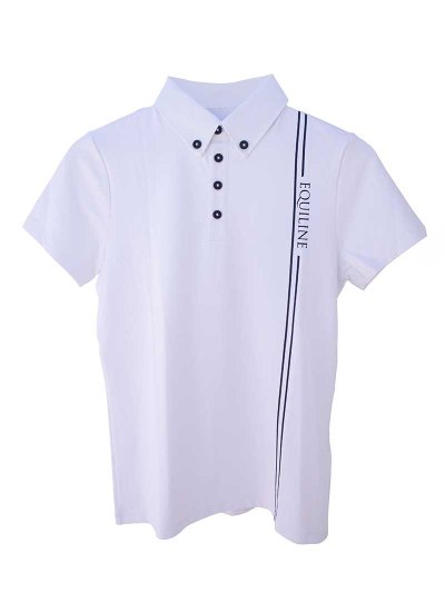 Polo de piqué de competición de manga corta blanco para niño Jecko - Equiline