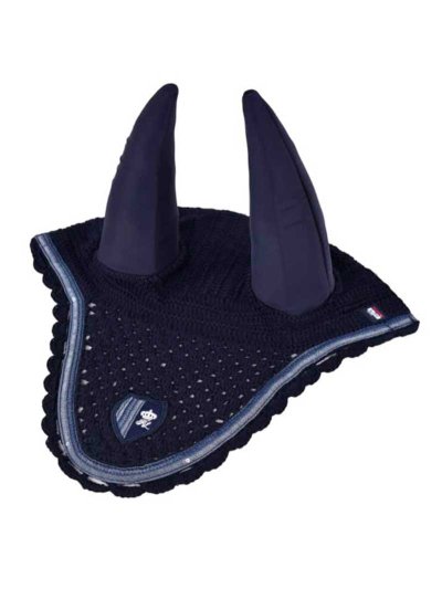Bonnet bleu marine à sequins et oreilles élastiques pour cheval Aqui - Kingsland