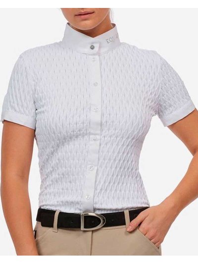 Chemise de compétition à manches courtes de maille texturizada blanc pour femme Arita - Equiline