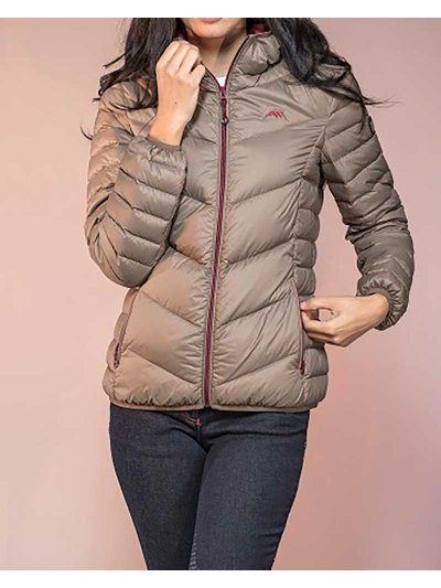 Women’s brown down jacket with hood – Maudy - Equiline