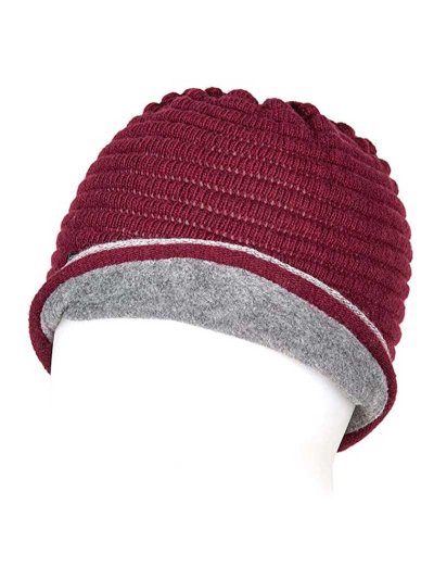 Burgundy knit hat with fleece lining – Caris - Equiline