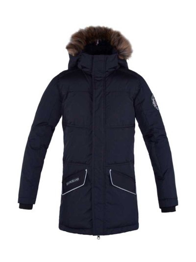 Abrigo gordo acolchado azul marino con capucha de quita y pon junior unisex Keaton - Kingsland