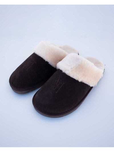 Zapatillas de estar por casa marrones con interior de borrego color crema Brinley - Kingsland