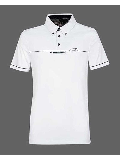 Polo de competición blanco de manga corta para hombre Linden - Equiline
