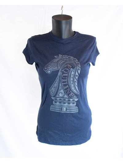 T-shirt à manches courtes bleu marine avec una ilustración et brillants pour femme Fusion - Equiline