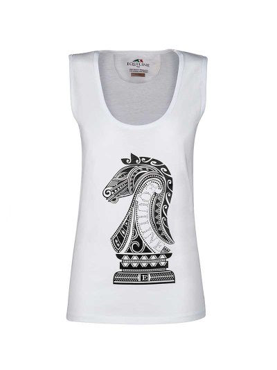 T-shirt sans manches blanc avec ilustración et brillants pour femme Pearl - Equiline