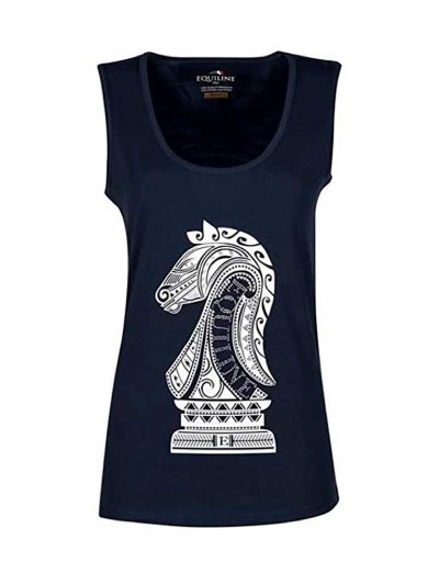 T-shirt sans manches bleu marine avec ilustración et brillants pour femme Pearl - Equiline