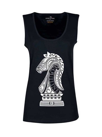 T-shirt sans manches noir avec ilustración et brillants pour femme Pearl - Equiline