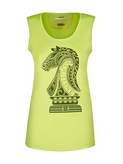 T-shirt sans manches vert citron avec ilustración et brillants pour femme Pearl - Equiline