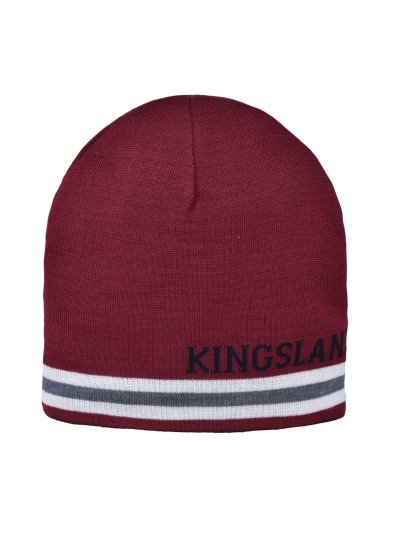 Thin reversible knitted beanie in navy blue and burgundy – Alfie - Kingsland - imagen 2