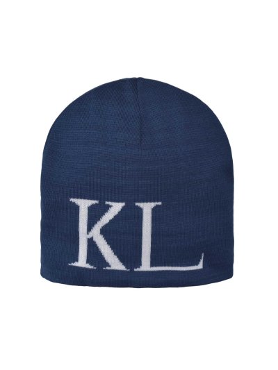 Thin reversible knitted beanie in royal blue and grey – Alfie - Kingsland