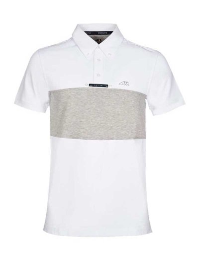 Polo de competición de manga corta blanco y gris para niño Nemo - Equiline