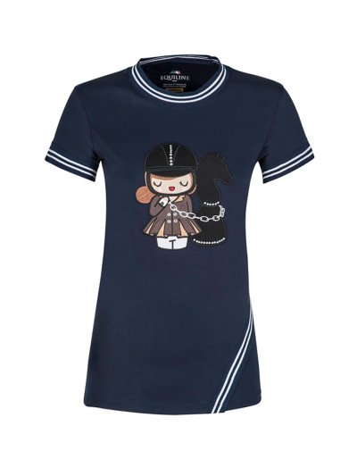 Camiseta azul marino de manga corta para niña Camilla - Equiline