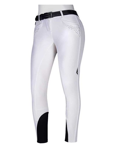 Pantalons blanc à strass sur les poches (grip aux genoux) pour femme Carol - Equiline