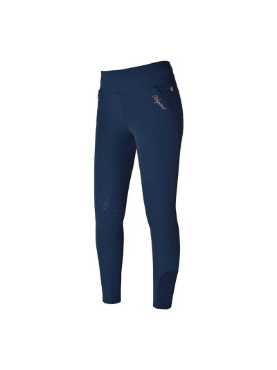Pantalones pull-on azul marino con cinturón ancha y elástica y grip de silicona en las rodillas Katja - Kingsland