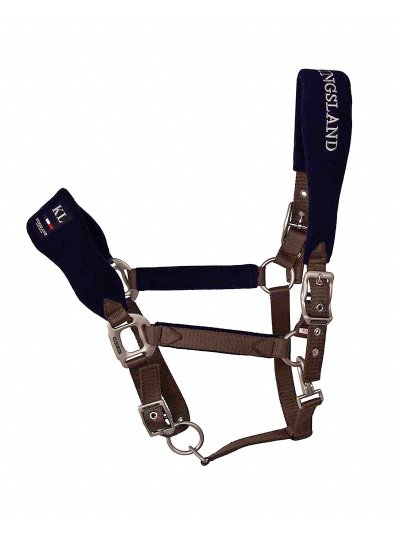 Brown and navy blue stable halter for pony (C and D) – Bartolo model - Kingsland