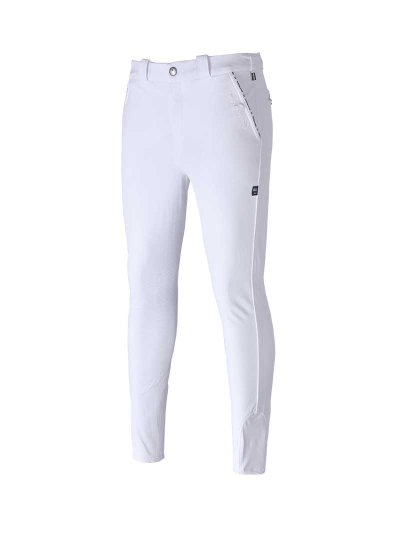 White competition breeches with knee grip for man – Kurtis - Kingsland