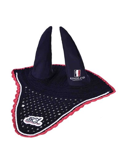 Orejeras de crochet azul marino y rosa con orejas elásticas para caballo Annot - Kingsland