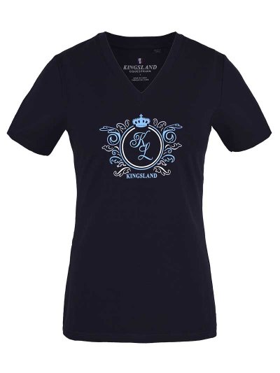 Navy blue short-sleeved V-neck T-shirt for woman – Mougins - Kingsland