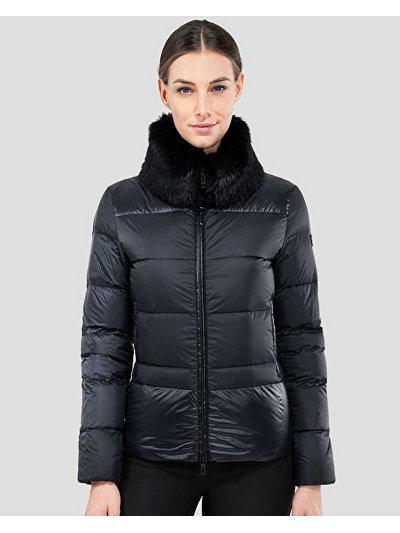 Doudoune noir avec col en fourrure synthétique pour femme Owl - Equiline