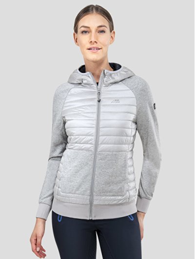 Light grey padded jacket with hood for women Opal - Equiline