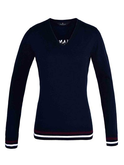 Navy blue fine knit V-neck sweater for woman – Sudbury - Kingsland